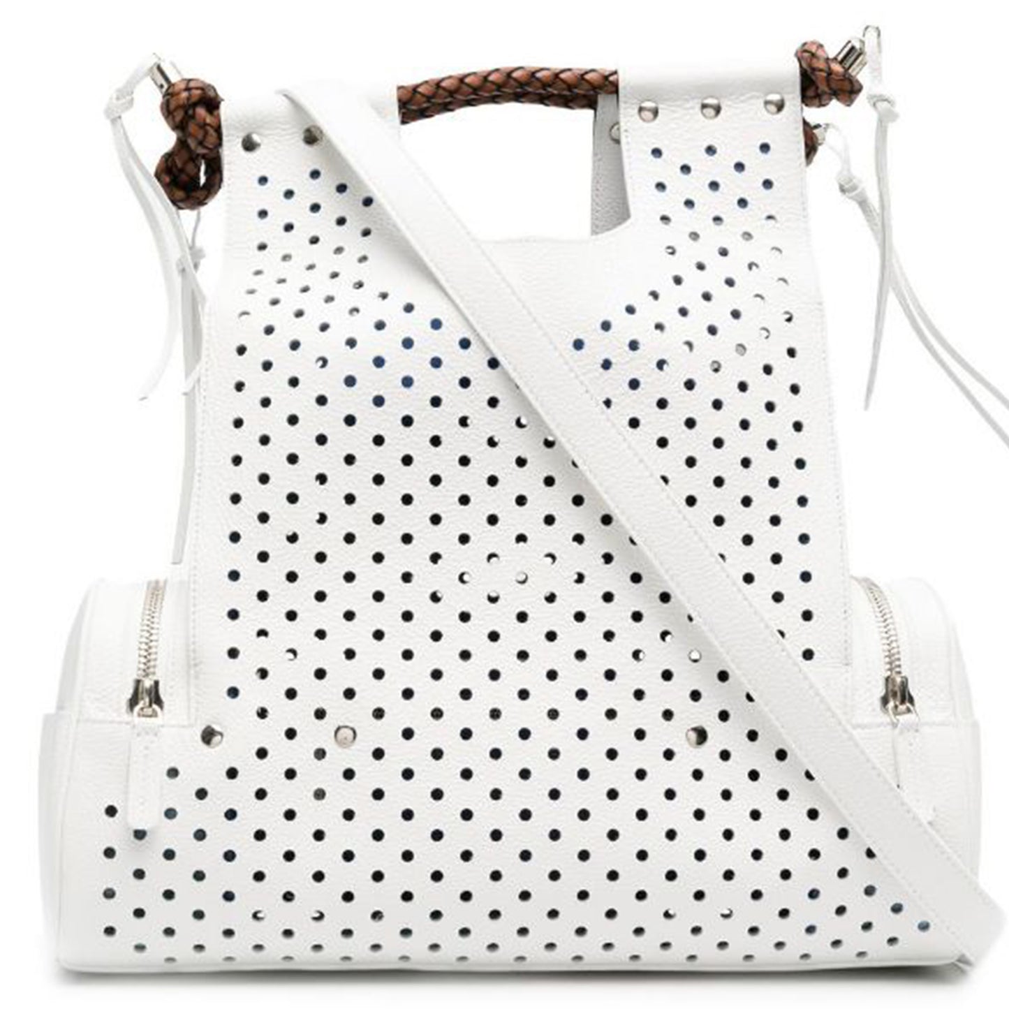 PRISCILLA NEW VITELLO PERFORATED WHITE / TR BLUE