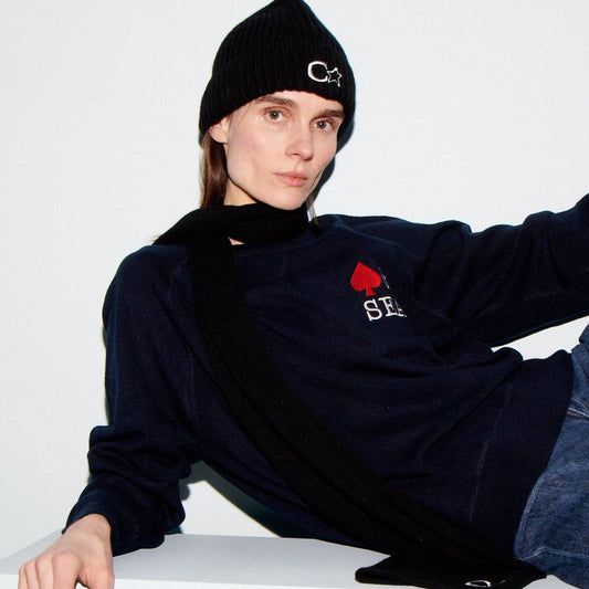 BLACK KNIT SCARF WIND AND SEA