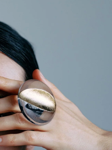 MONIES IBEX RING GOLD PLEXI