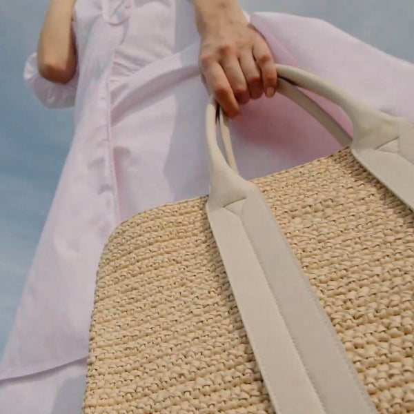 COSTANZA BAG LARGE RAFFIA BRIGHT CREAM